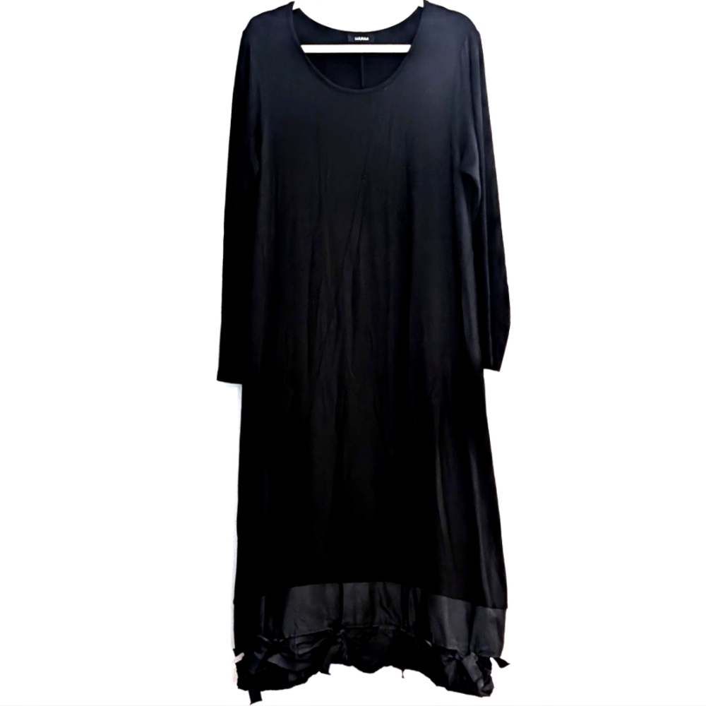 Luukaa Black Long Sleeve Sculptural Midi Dress – Size L